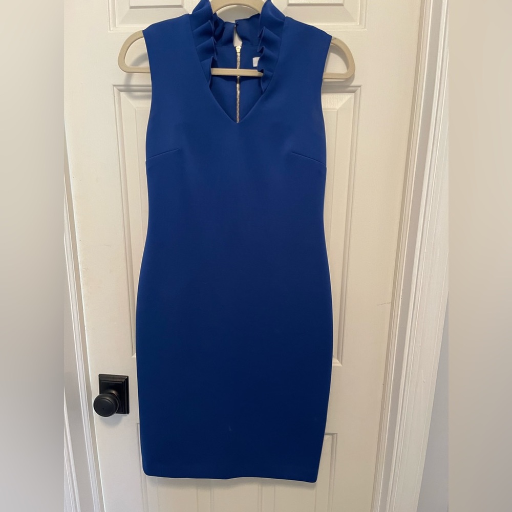 Calvin Klein ruffle v-neck dress, size 4